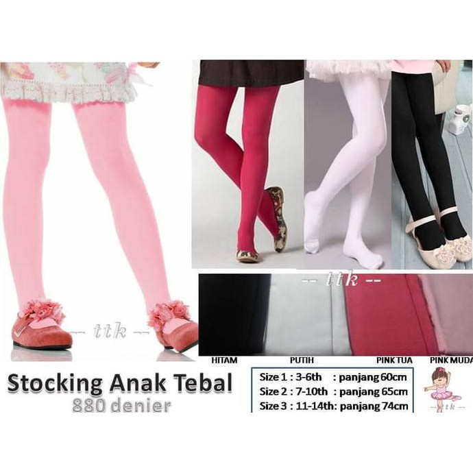 STOCKING ANAK TEBAL / STOCKING ANAK ZOCKS / 880D / BALLET / LEGGING - 3-6 TAHUN, Putih