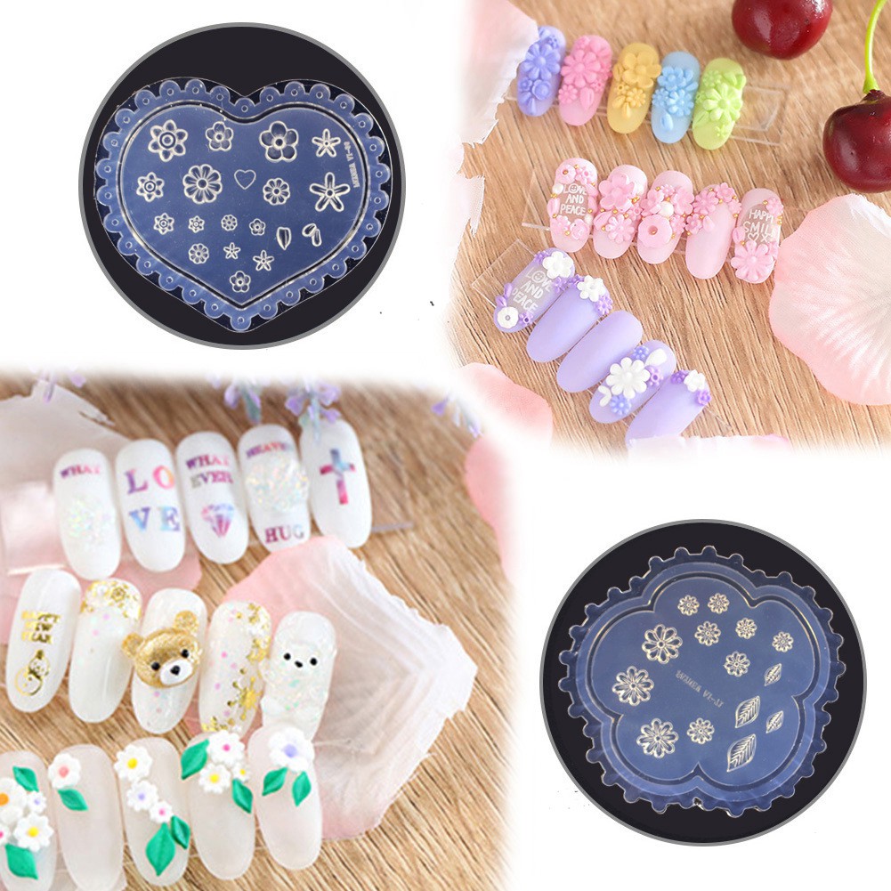 Providence Cetakan Silikon Motif Bungadaun Untuk Dekorasi Nail Art Diy