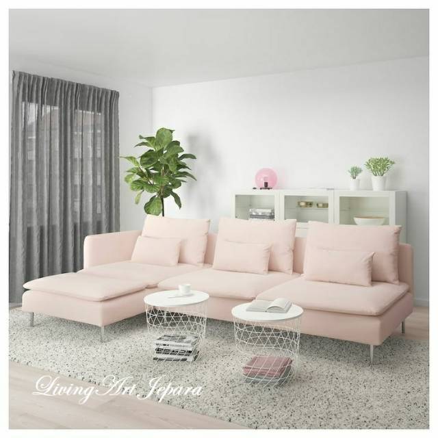 Sofa pink L || kursi sofa kain daphne