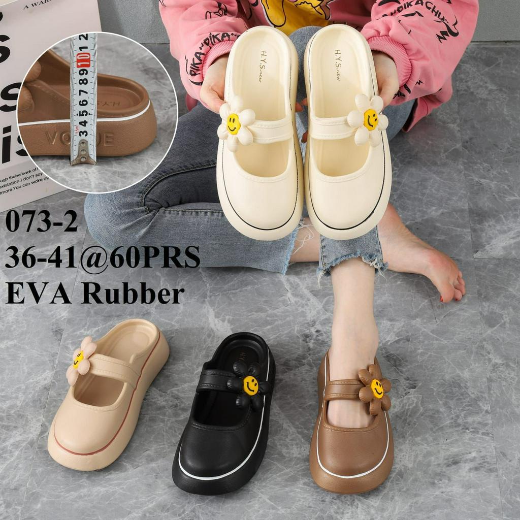 Sandal Wanita Selop Bunga BELLA IMPORT Terbaru Sendal Selop  / Sandal wedges selop wanita Terbaru HYS 029-2/sendal karet jelly perempuan kekinian / Sandal Jelly Karet Tebal Import