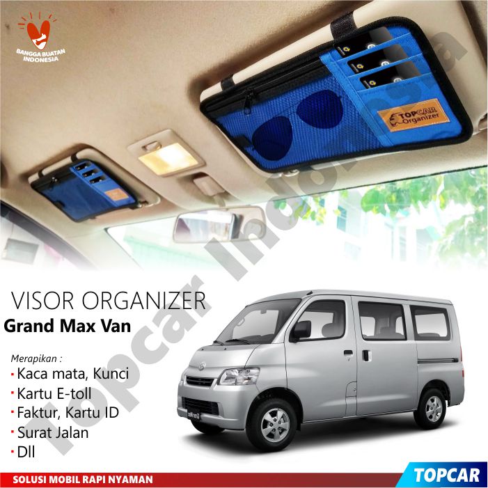 TOPCAR Visor Jaring Daihatsu Grand Max Van Tempat Etoll Mobil Kartu Parkir Kaca Mata HP Receh