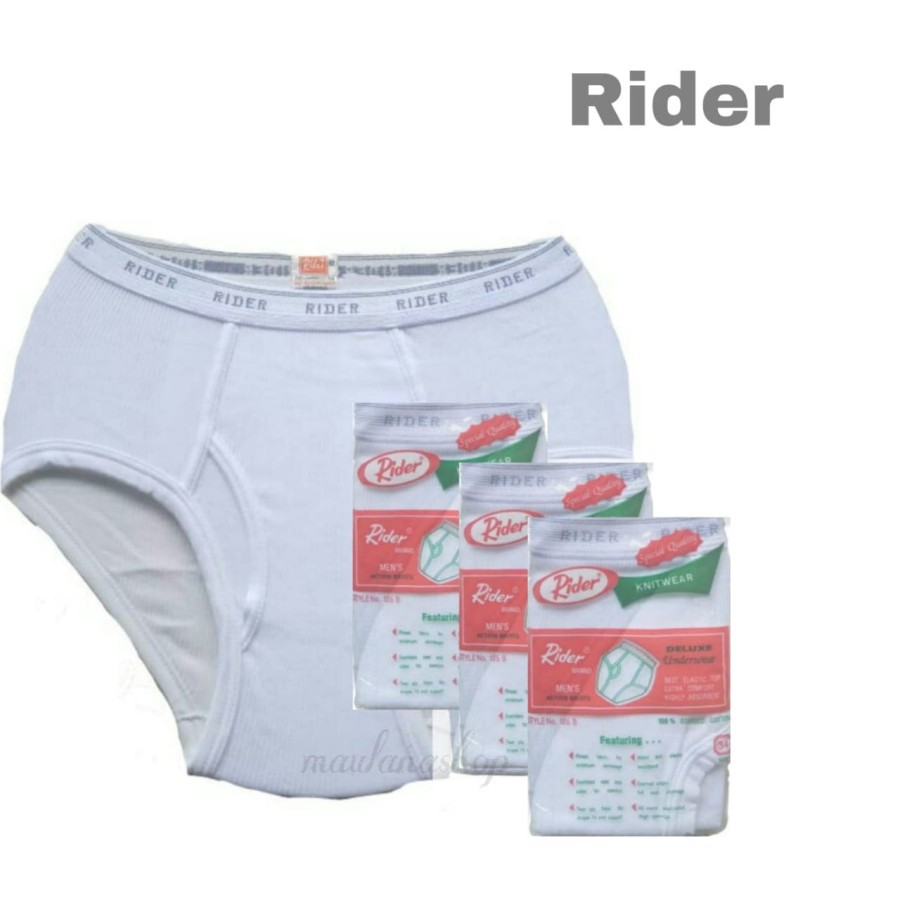 6pcs Cd Pria Rider / Cd Rider Putih / Celana dalam Rider Putih