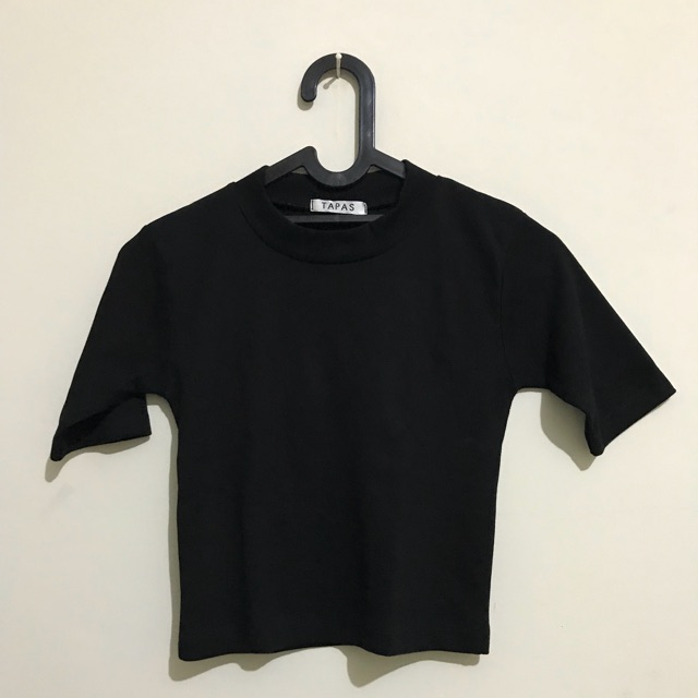 KAOS HITAM BASIC POLOS KNIT RAJUT TURTLE NECK FASHION WANITA