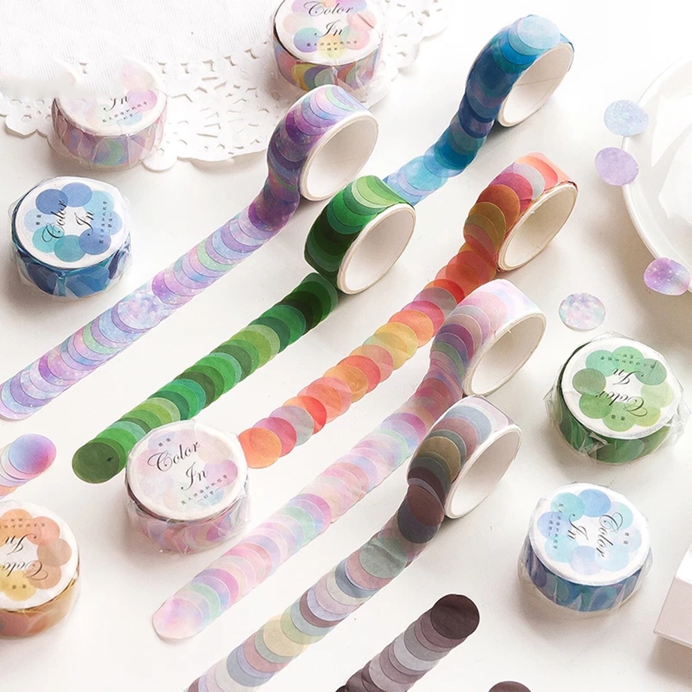 ELEGANT Candy Dot Color Adhesive Tape Journaling School Supplies Masking Tape Scrapbooking Creative Easy to Tear Decoration Stationary