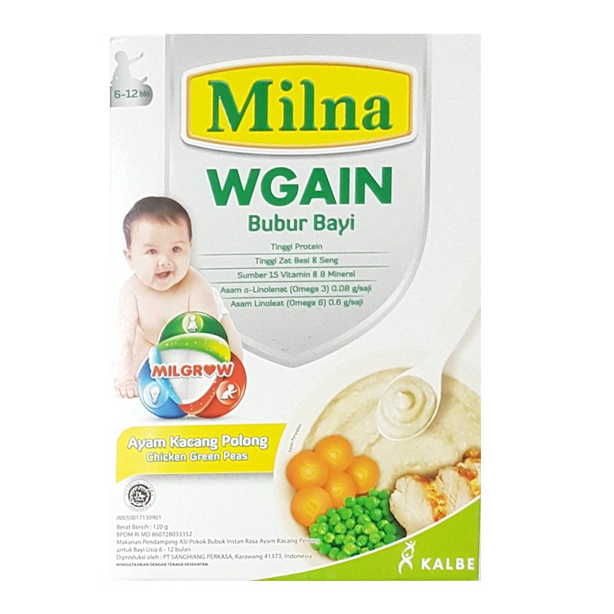 Milna Bubur WGain Ayam Kacang Polong 120 gr