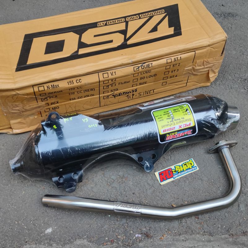 knalpot standar racing daeng sai4 new pcx lokal 2018 corong tip stainless silver original thailand