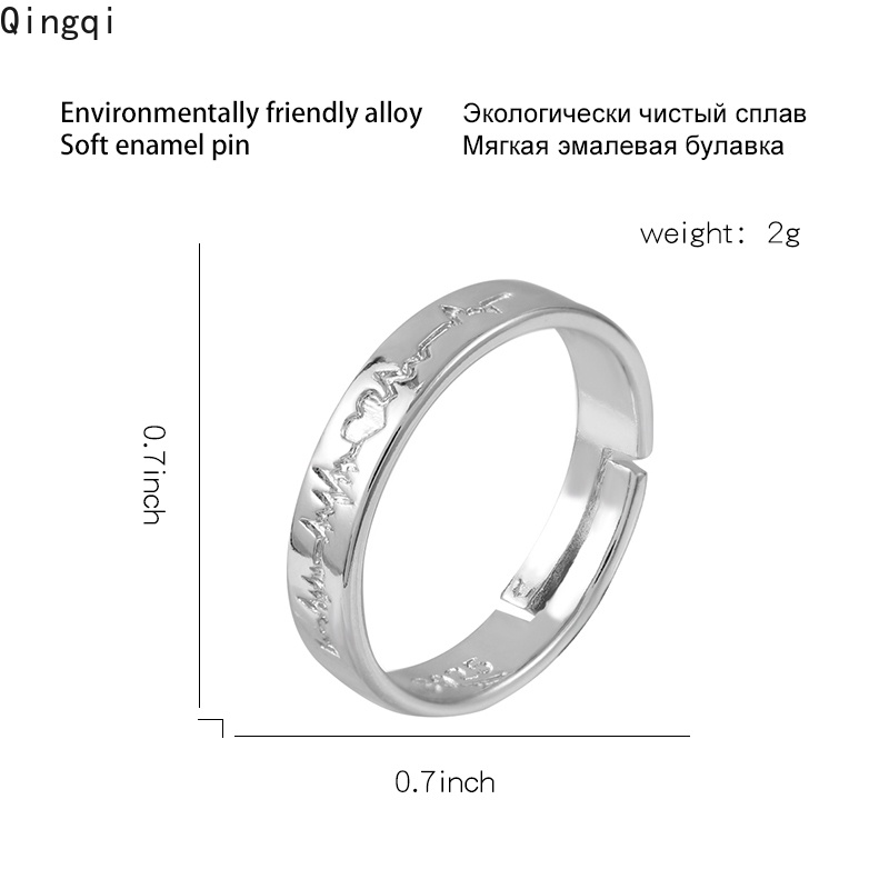 2pcs/set Cincin Pola Ukiran Logam Perhiasan Sederhana Kepribadian Perhiasan Hari Valentine Untuk Teman