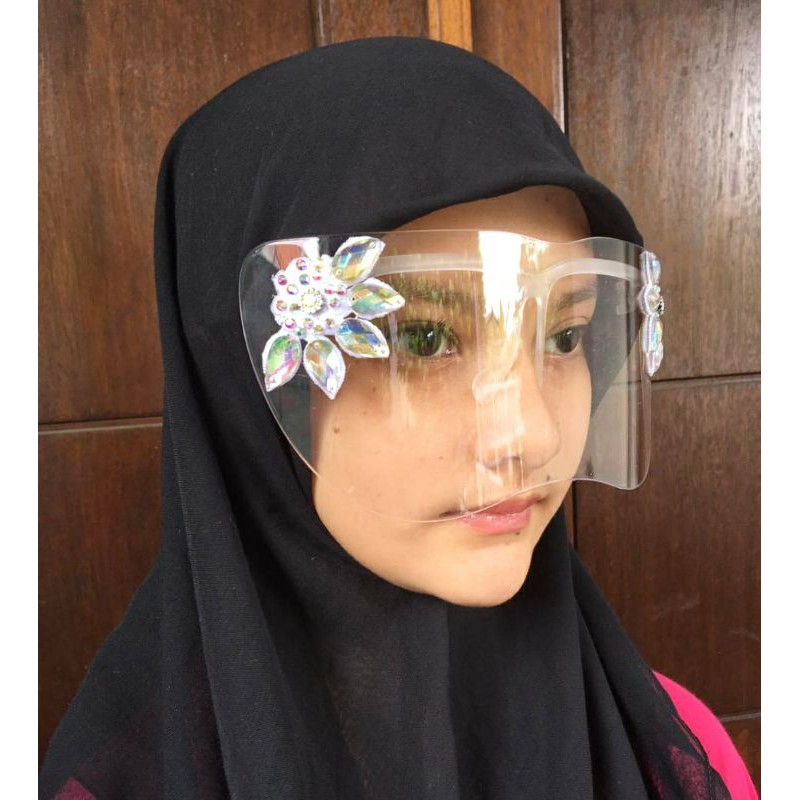 Half Face shield Akad Nikah Pernikahan Kondangan Aurel Artis OVER SIZE Swarovski Setengah Wajah