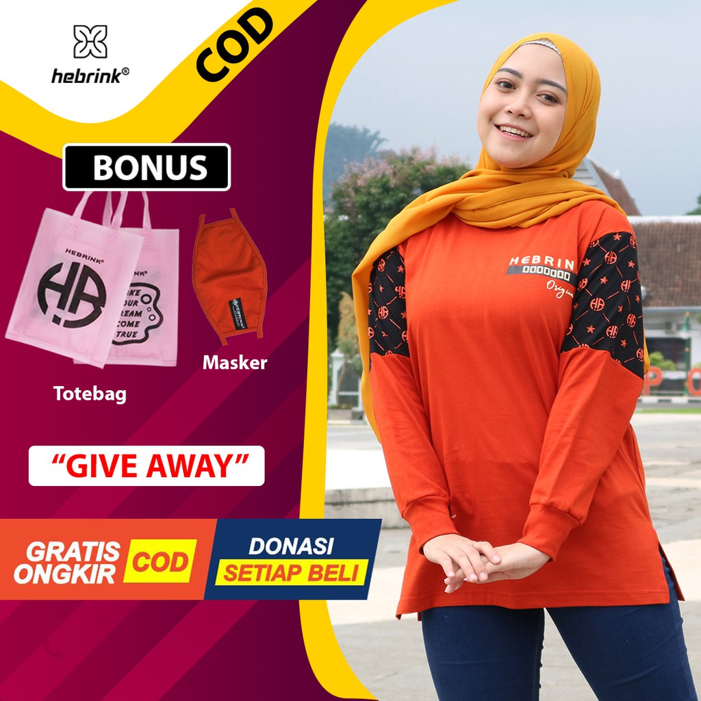 ⭐️BELI 2 GRATIS 1⭐️ Hebrink Original Sweatshirt Kaos Non Import Wanita Lengan Panjang Terlaris HB27