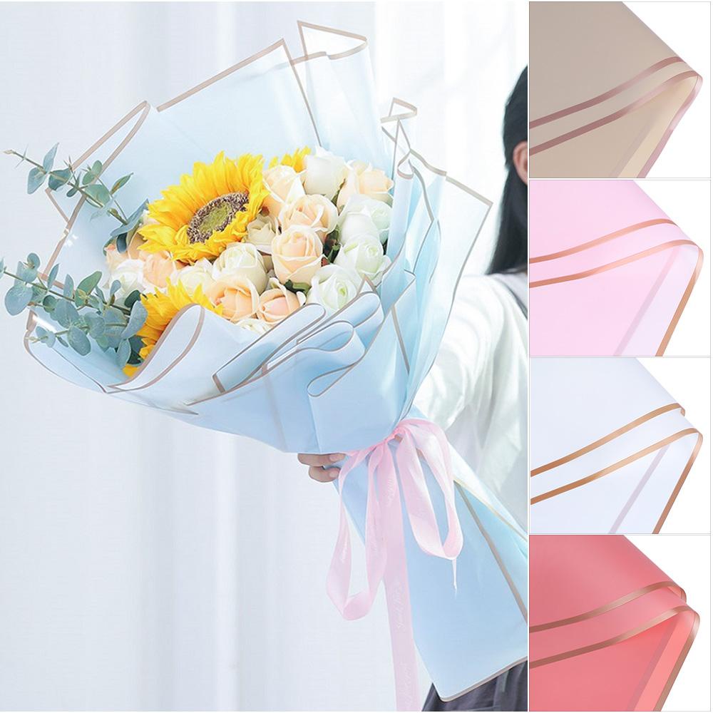 R-flower 20Sheets/Pack Wrapping Paper Foggy Golden Border Pembungkus Kado Anti Air