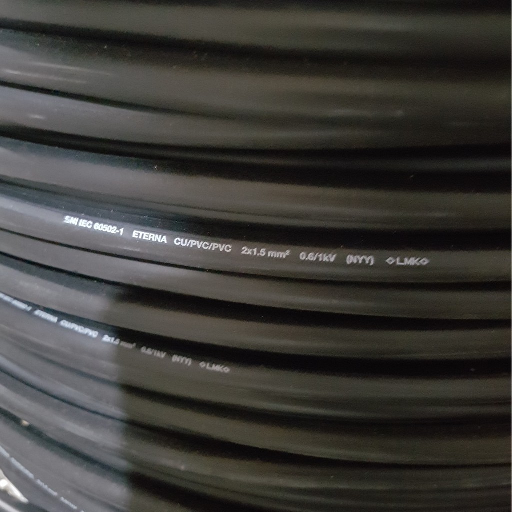 eterna nyy 2 x 1 5 mm   2x1 5 mm kabel listrik hitam kawat tembaga   ecer  