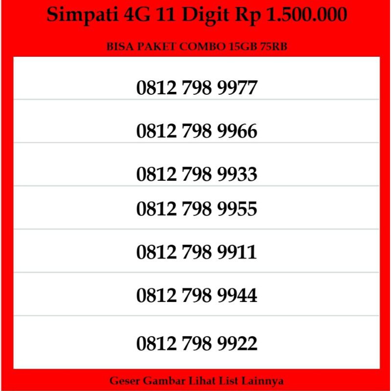 Hot Promo Nomor Cantik Simpati 11 Digit Kartu Perdana Telkomsel 4g Lte Shopee Indonesia