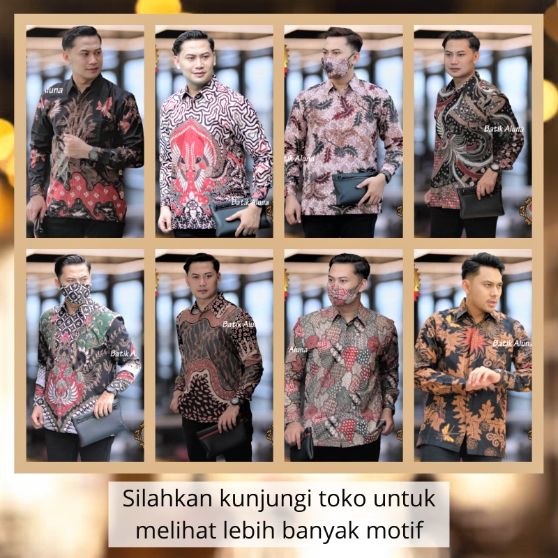 Baju Batik Pria Lengan Panjang Modern Terkini Reguler Fit Full Furing Original Prabuseno Keratonan Solo Produksi Batik Aluna PCW 102-6