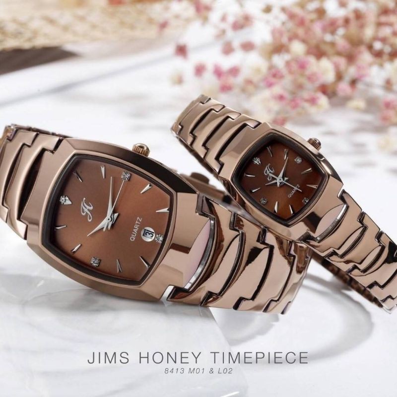 Best Seller JT 8413 Couple Jims honey (harga satuan) Jam Tangan Pria Dan Wanita Bentuk Kotak Kecil