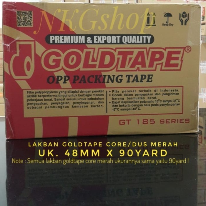 

perekat-pengikat- lakban goldtape/opp goldtape dus merah 2" 48mmx90y (min 1dus = 72roll) - cokelat