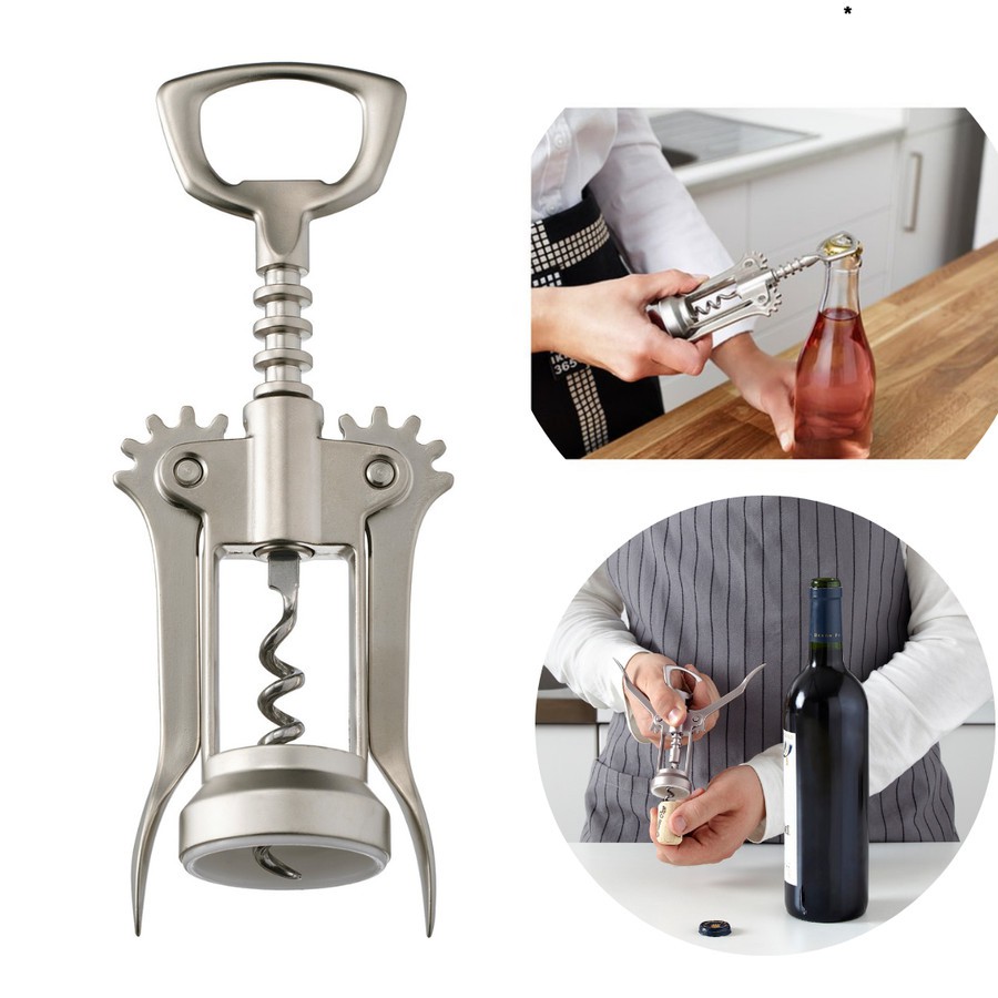 PEMBUKA TUTUP BOTOL WINE OPENER CORKSCREW STAINLESS