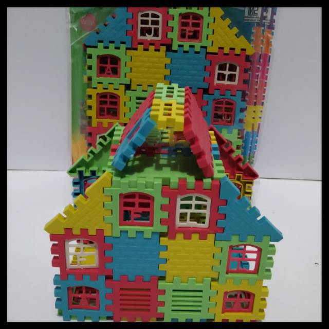 Mainan Anak Puzzle Bongkar Pasang / Block Rumah / Balok Bp Rumah