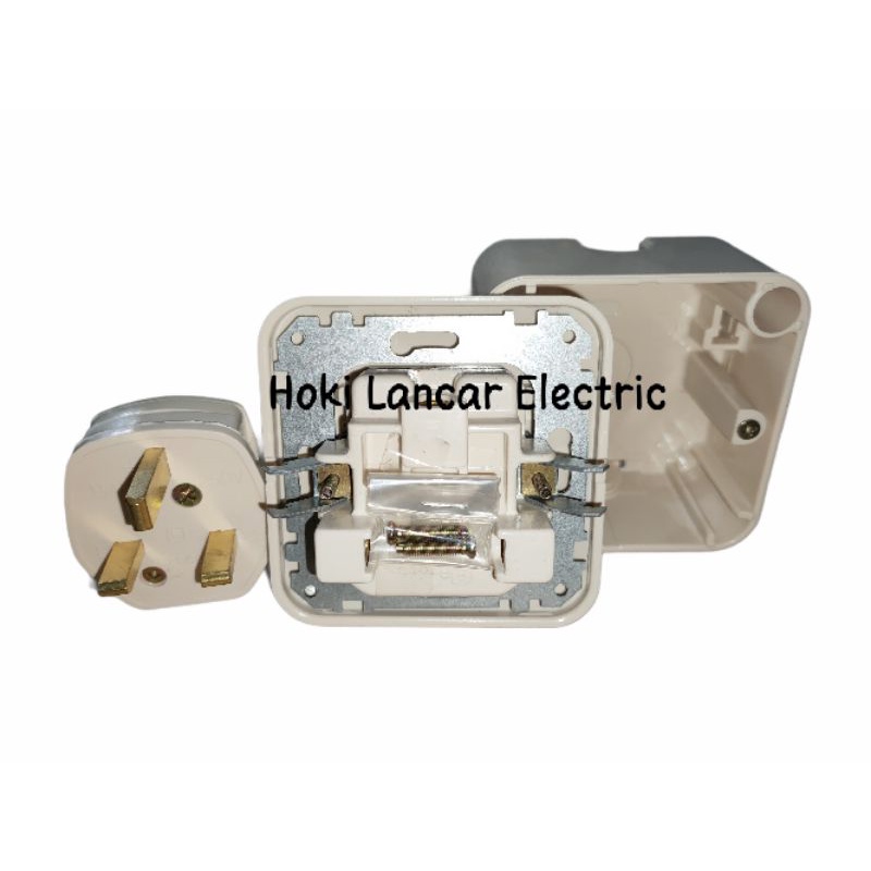 Broco Galleo AC Set Komplit Cream / White OB / Air Conditioner STOP KONTAK AC GALLEO SOCKET 3PIN 1SET