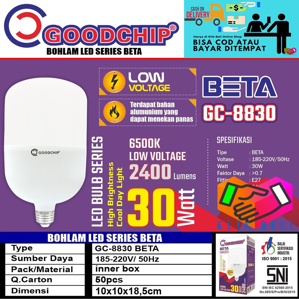 Bohlam LED Goodchip Series Beta Lampu Bulb Putih 5W / 10W / 15W / 20W / 30W