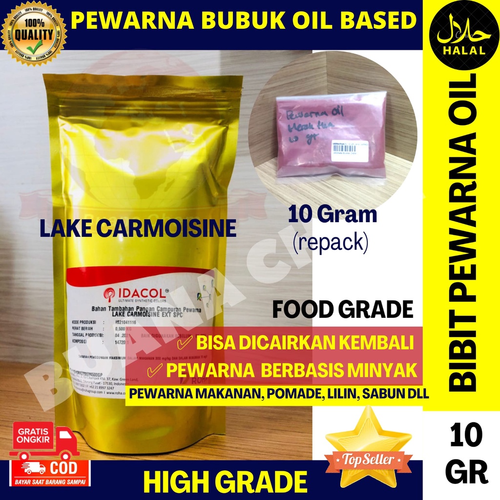 

Pewarna Bubuk Oil Based / Minyak Lake Carmoisine Merah Tua 10 gram