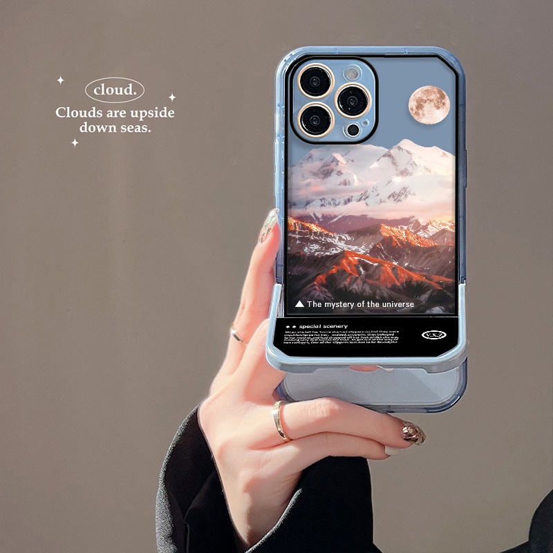 Soft Case Transparan Dengan Bracket Untuk IPhone 11 13 12 Pro MAX X XR XS MAX 8 7 Plus 6 6S