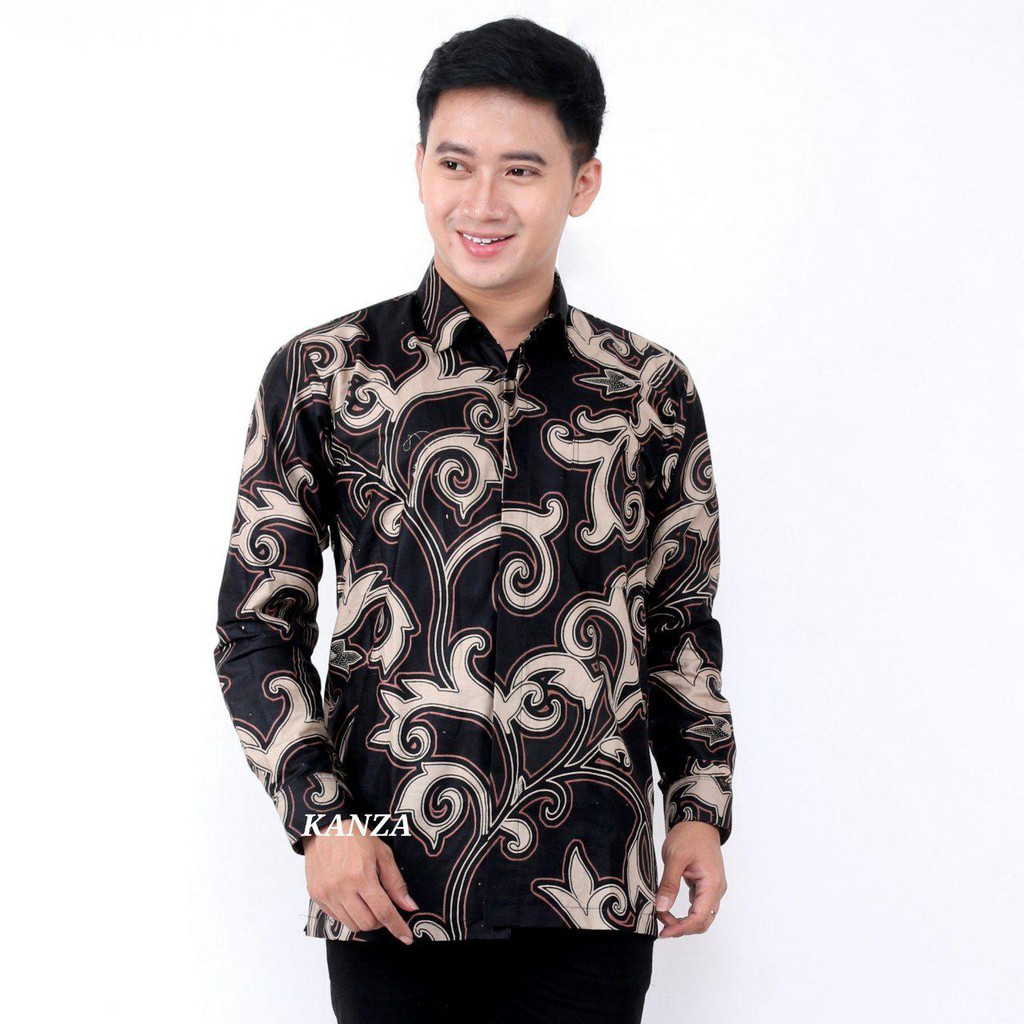 Atasan Batik Pria Lengan Panjang Kenongo Hem Padi Pekalongan M L XL XXL