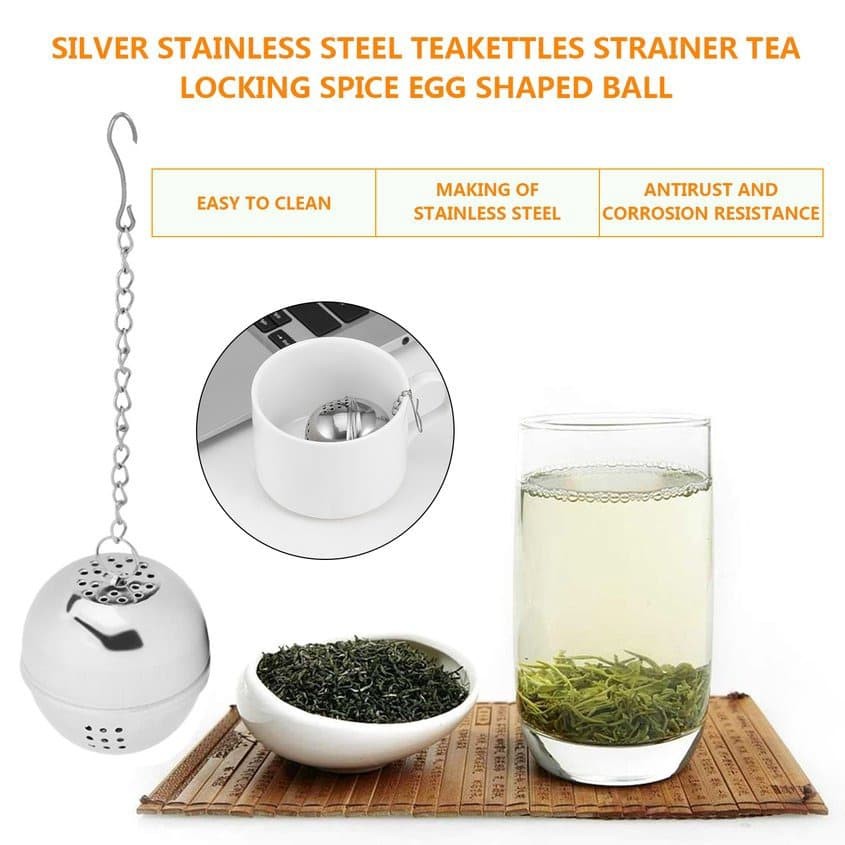TEMPAT SARINGAN DAUN TEH STAINLESS BESI BULAT BOLA - TEA BAG FILTER