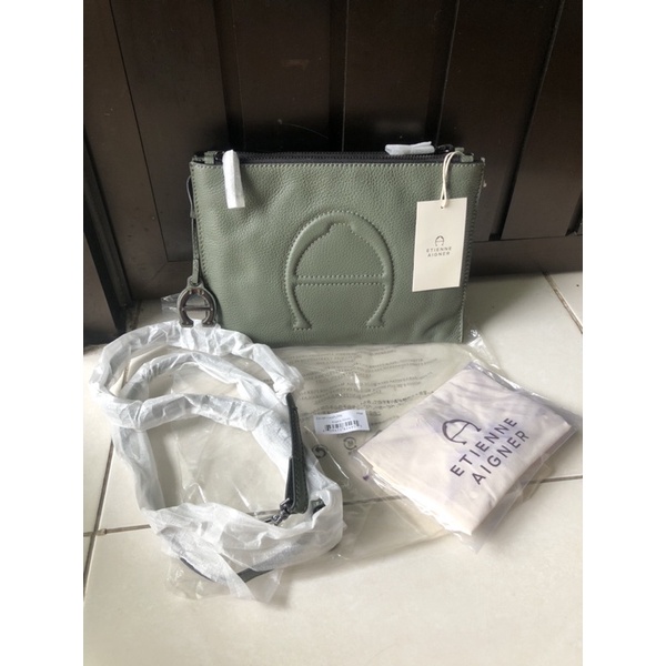 NWT Authentic E Aigner Double Zipper Multi Fungsi
