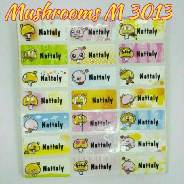 

Label nama waterproof Mushroom