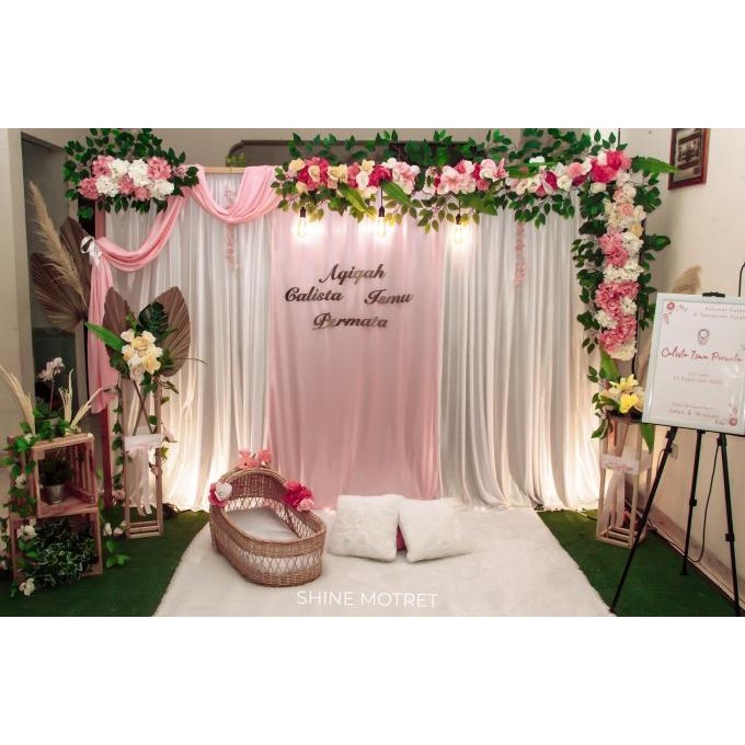 Helnan_Store | Dekorasi Simple Rustic Backdrop Aqiqah Lamaran Akad Nikah