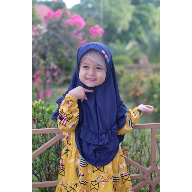 Kerudung Anak 3 KANCING Usia 3-7 th all size