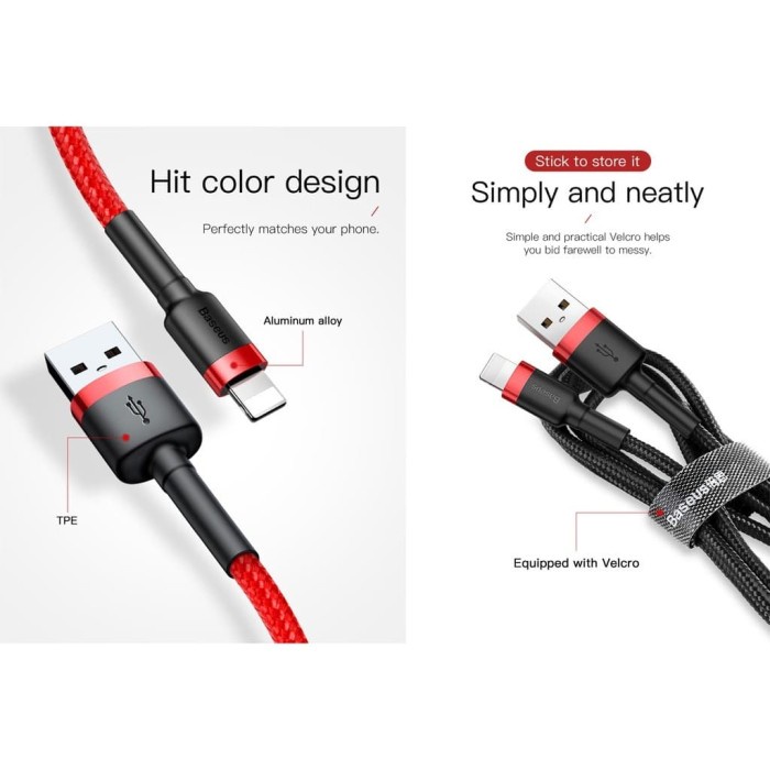 Baseus Kabel Data Micro/Type-C/Iphone/C to C QuickCharge 2.4a 2m