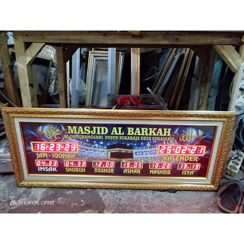 JAM MASJID DIGITAL JAM ADZAN JADWAL SHOLAT CUSTOM NAMA MASJID 40 x 100 cm