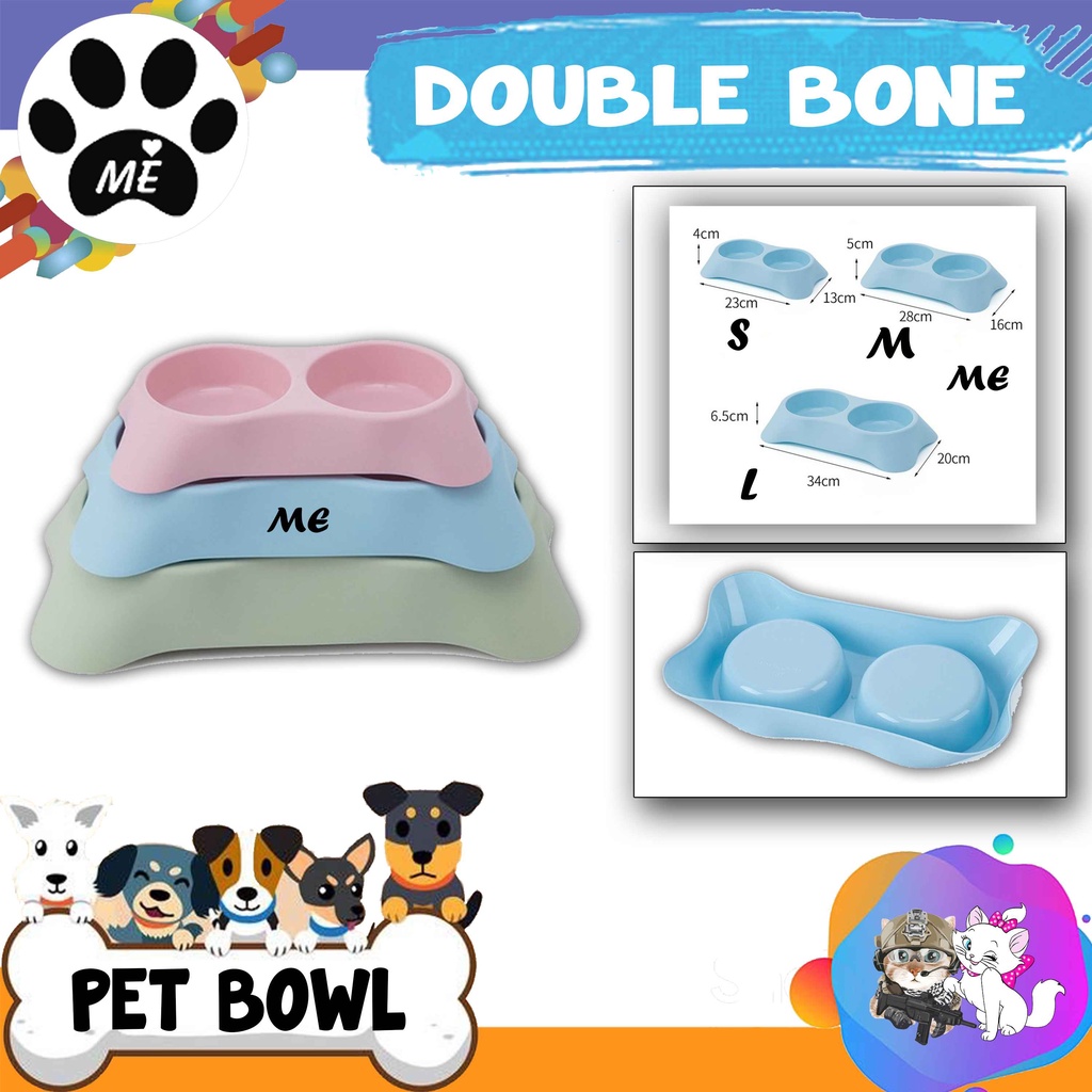 Pet Bowl &quot;DOUBLE BONE&quot; Tempat Makan Mimum Hewan