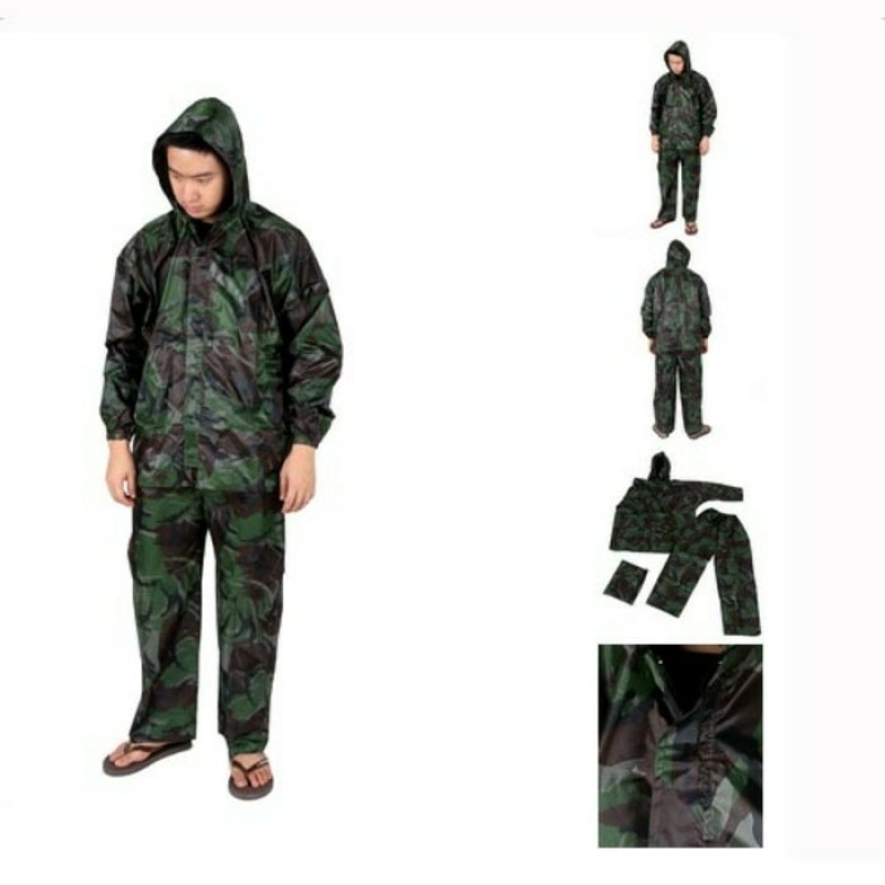 Jas Hujan Loreng Army Stelan Dewasa/Mantel Hujan Loreng Army Armi/Raincoat Rain Coat Armi Army Loreng/Setelan Jas Hujan Tentara Armi Army Premium/Stelan Jas Hujan Loreng Army Parasut/Jas Hujan Premium Murah