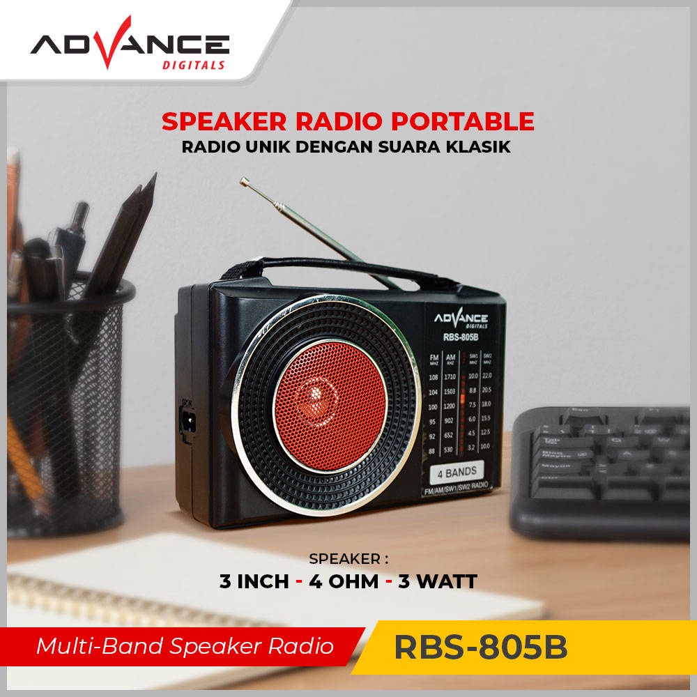 【READY STOCK】 Advance Radio FM, AM, SW1, SW2 (4 Band radio) RBS-805B