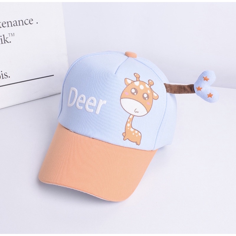 Topi Baseball Anak Bayi Balita Model Deer Giraffe love / Baby Baseball Hat-Biru