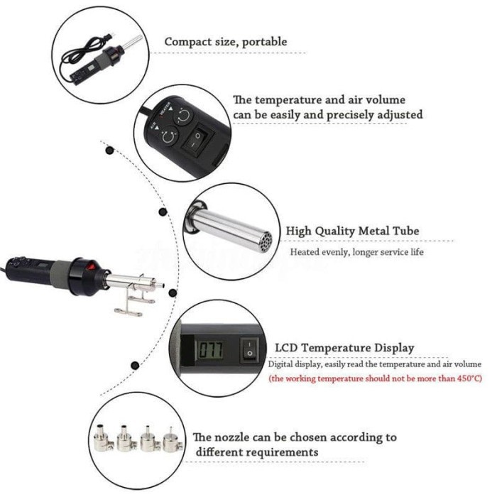 Portable 450W LCD Display Hot Air Heat Gun Soldering Station *PN01