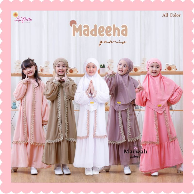 BAJU MUSLIM ANAK PEREMPUAN GAMIS ABAYA ANAK PEREMPUAN 6 8 10 TAHUN  MADEENA BY LABELLA