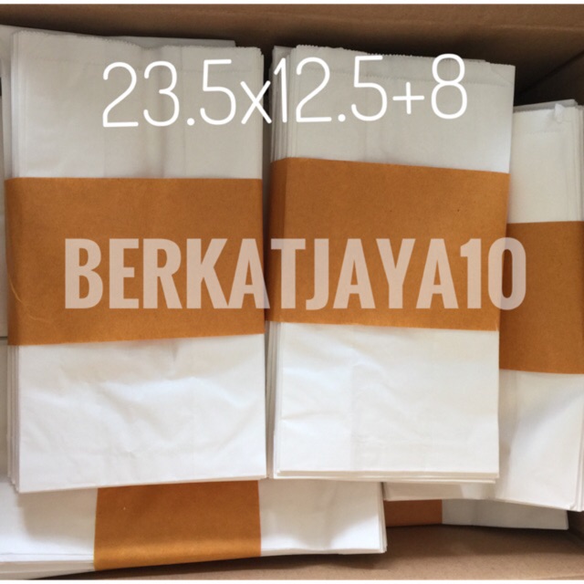 Paper Bag Uk. 23.5x12.5+8 (Isi 10 pcs) Kantong Kertas untuk Roti, Fried Chicken, Snack