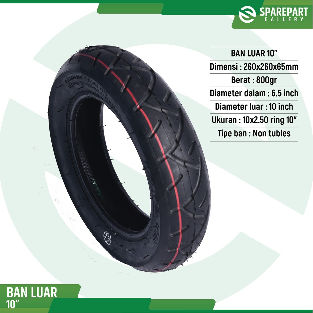 Ban luar 10inch 10x2.50 skuter listrik otoped ring10