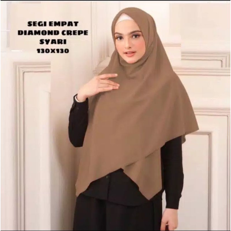 jilbab/kerudung segi empat syari polos diamond crepe azara dafanya 130x130