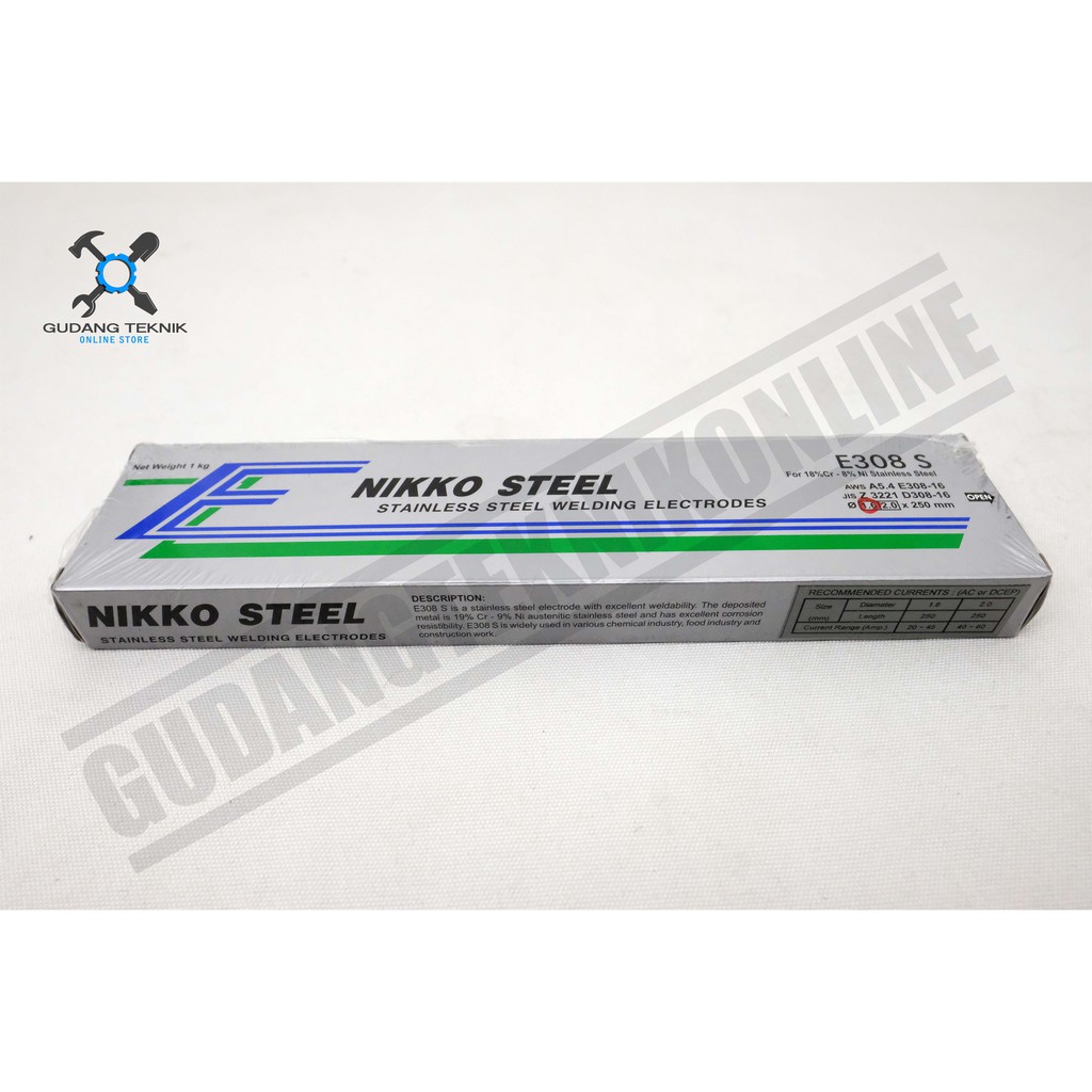 (E308S) Kawat Las Stainless Steel 1.6mm Nikko Steel Welding Electrodes 1.6 mm 1kg Electroda SS