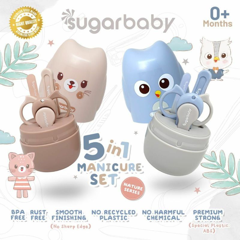 Sugar baby Manicre Set 4in1 5in1 2in1 Baby Nail &amp; Hair Kits Perlengkapan Perawatan Kuku dan Rambut Bayi  Babycare set Gunting kuku bayi Nail clippers baby Set Manicure Set Bayi Kualitas SUGARBABY GUNTING KUKU BAYI SISIR BAYI SISIR GUNTING BAYI