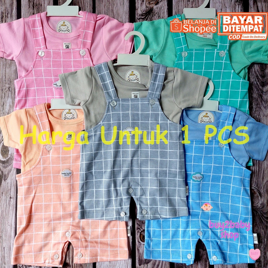 Baju bayi premium jumper pendek overall Baby Lucky 0-3 Bulan