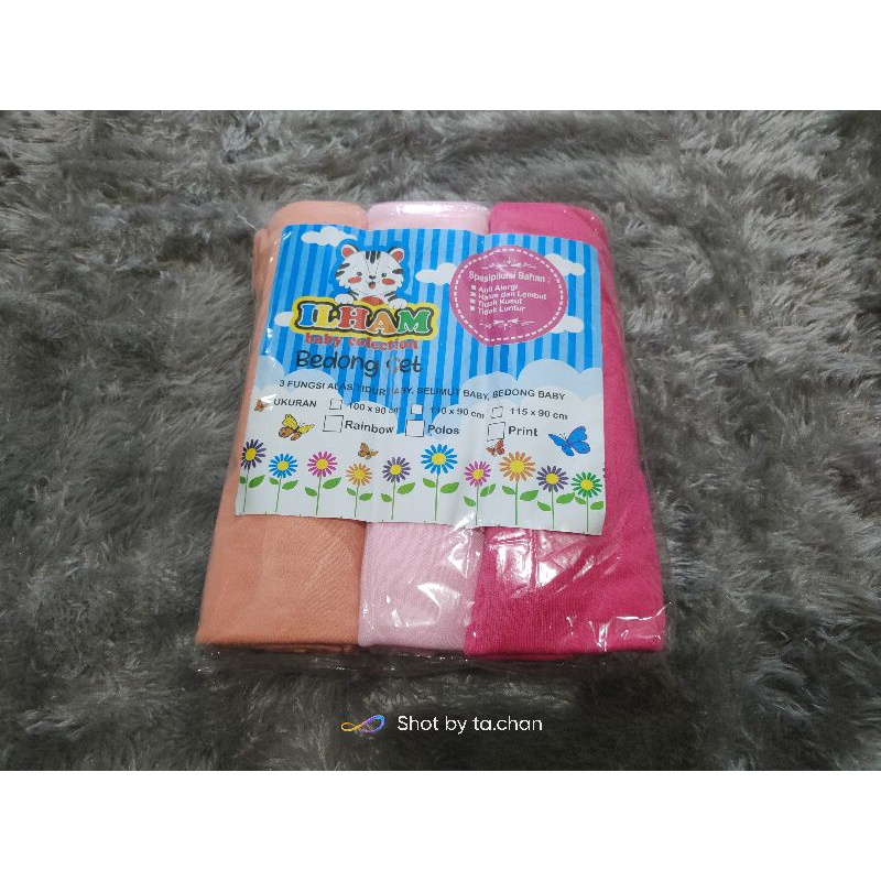 3pcs Bedong Bayi aneka warna uk 90x110cm adem lembut