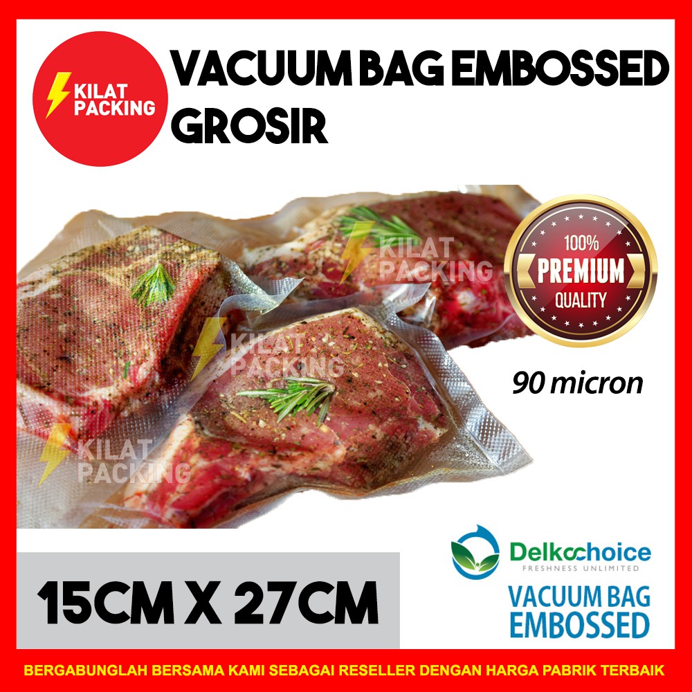 Plastik Vacuum 15cm X 27cm / Vacum Bag Embossed / Plastik Vakum Makanan Emboss - Delkochoice Satuan