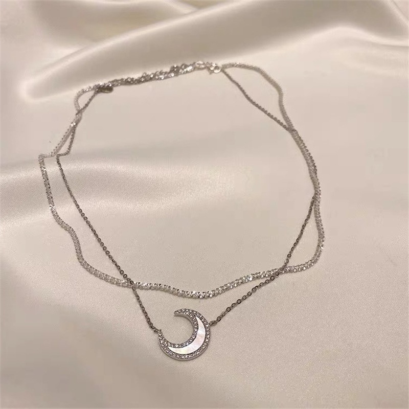 Moon Necklace Accessories Temperament Double Clavicle Chain