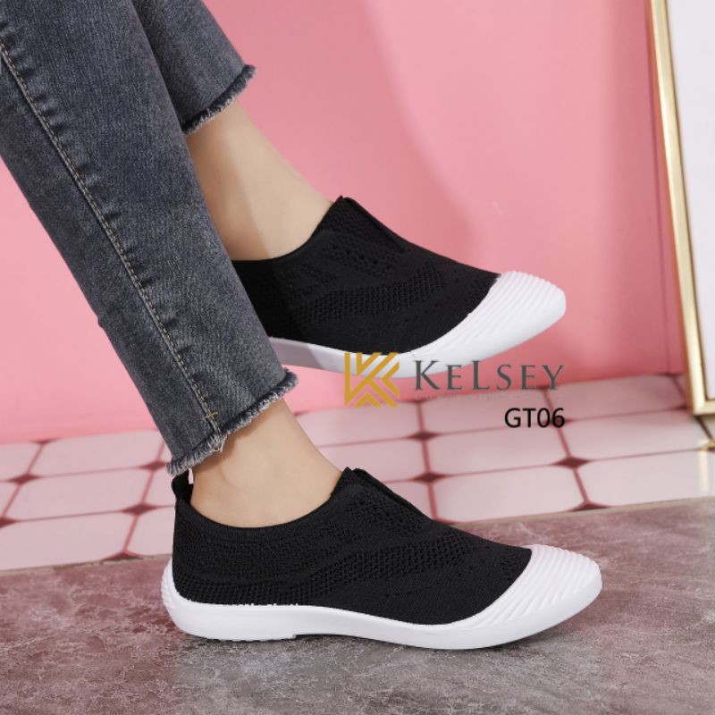 (GRATIS ALAS KAKI) Kelsey Sepatu FlyKnit Shoes Wanita GT06