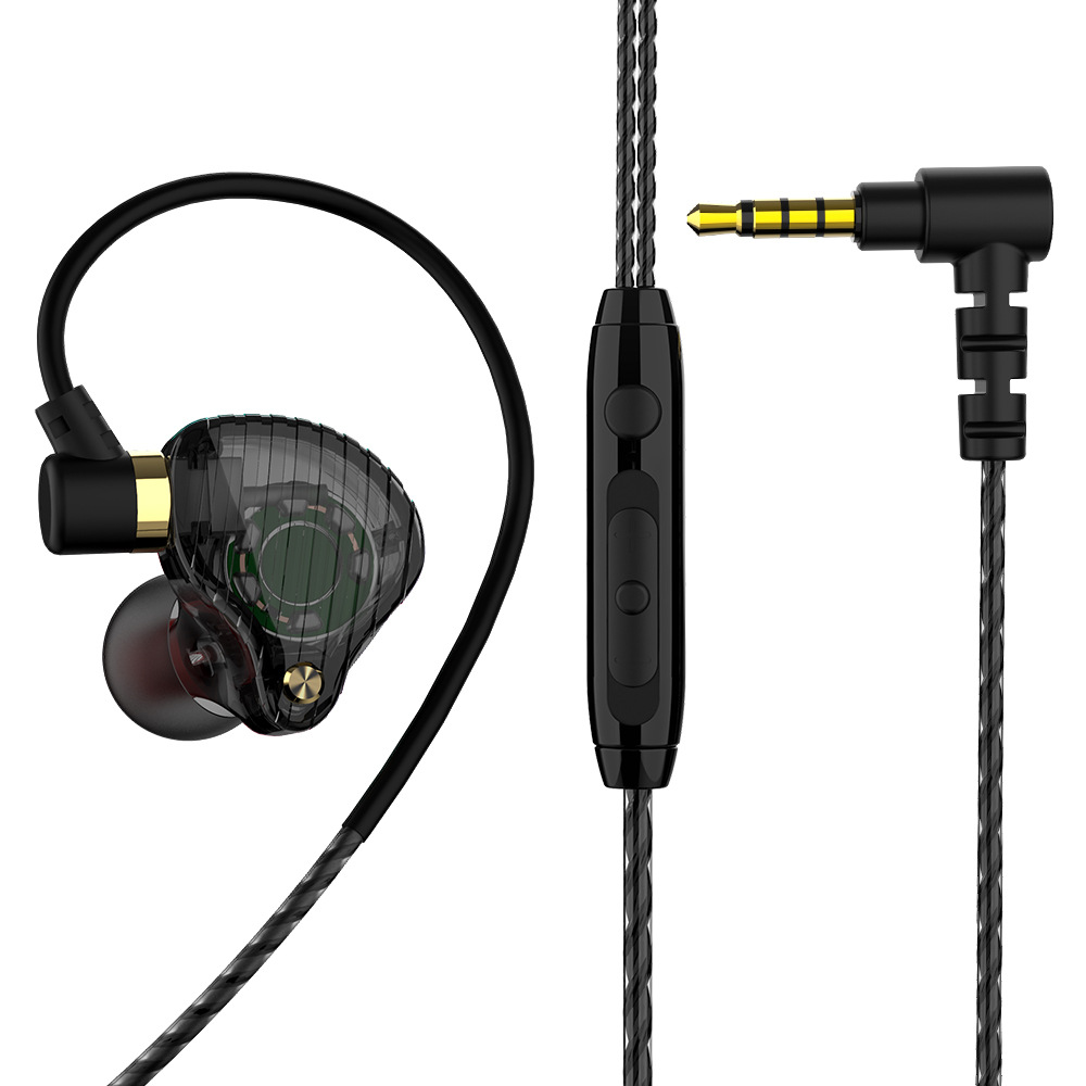 Qkz Sk3 Headset Earphone Kabel Dual Driver Stereo Bass Dengan Mic Untuk Olahraga Lari